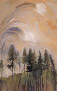 Emily Carr Young Pines and Sky oil